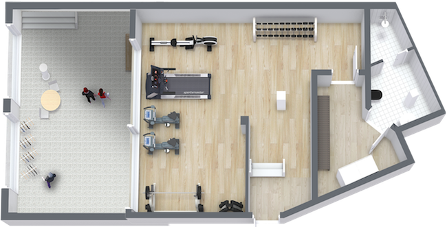 Plantegning av treningsrommet